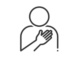 Icona di linea di una persona con la mano sul petto